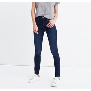 Madewell 10 Inch High Rise Skinny Jeans Dark Wash Womens 27 F4684 Whiskering